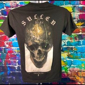 Sullen Collective Art Dan Kobasic 2 Sided Skull Tattoo Graphic T Shirt Men’s S